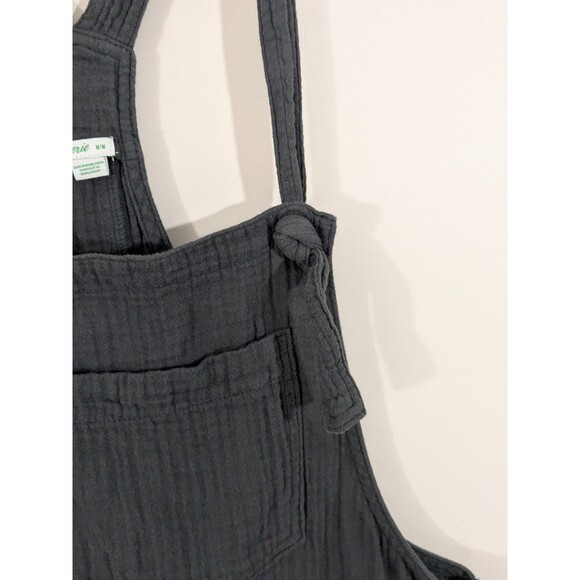 Aerie Lightweight Rolled Leg Gray Gauze Overalls Sz M Art Teacher Relaxed Fit - Picture 5 of 11